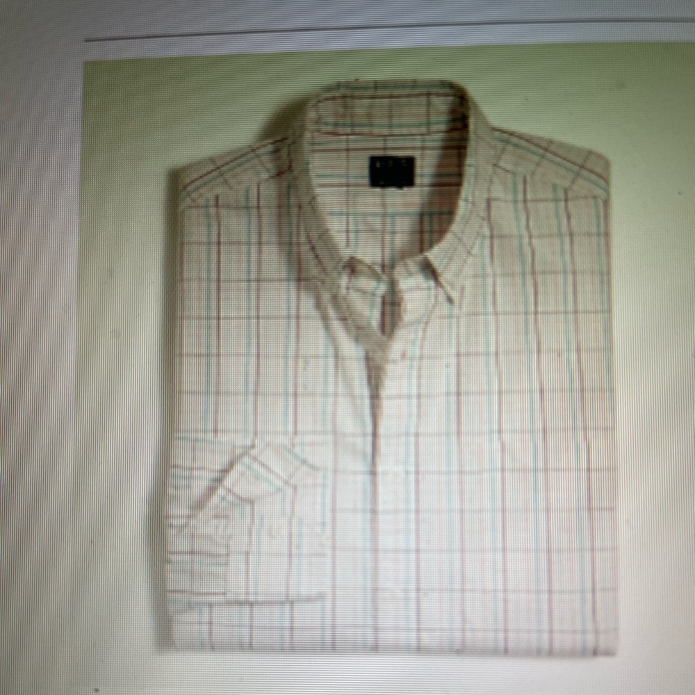 New JCrew mens casual white plaid long sleeve shirt cl